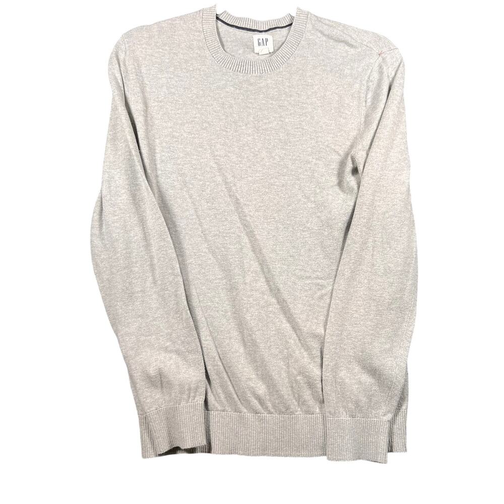 Gap Women's Knit Striped Crew Neck Pullover Grey Sweater Long Sleeve